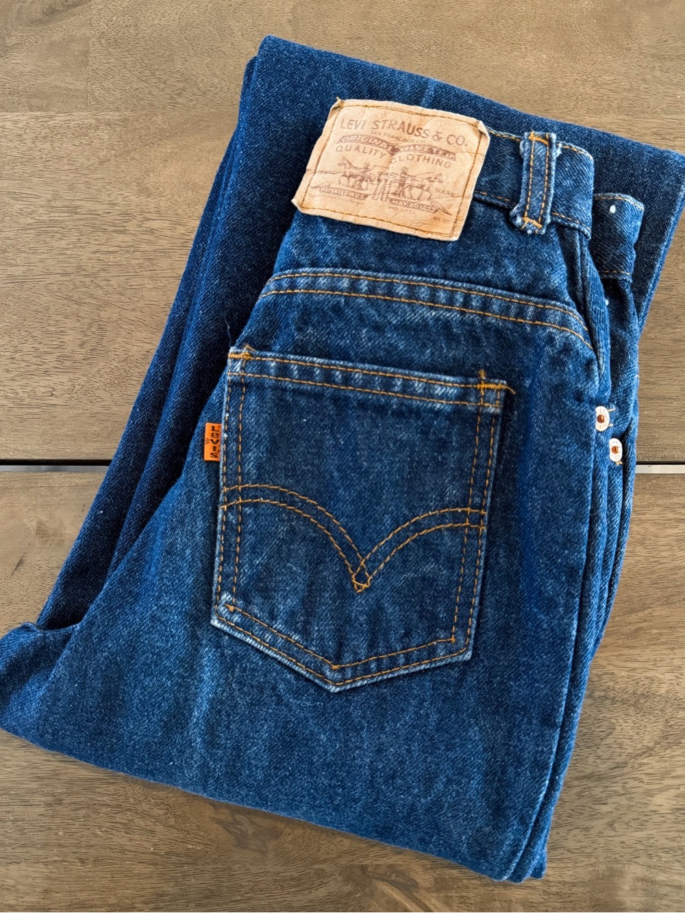 Vintage 70s Levi’s Orange Tab Petites High Rise Wide Leg Jeans XS
